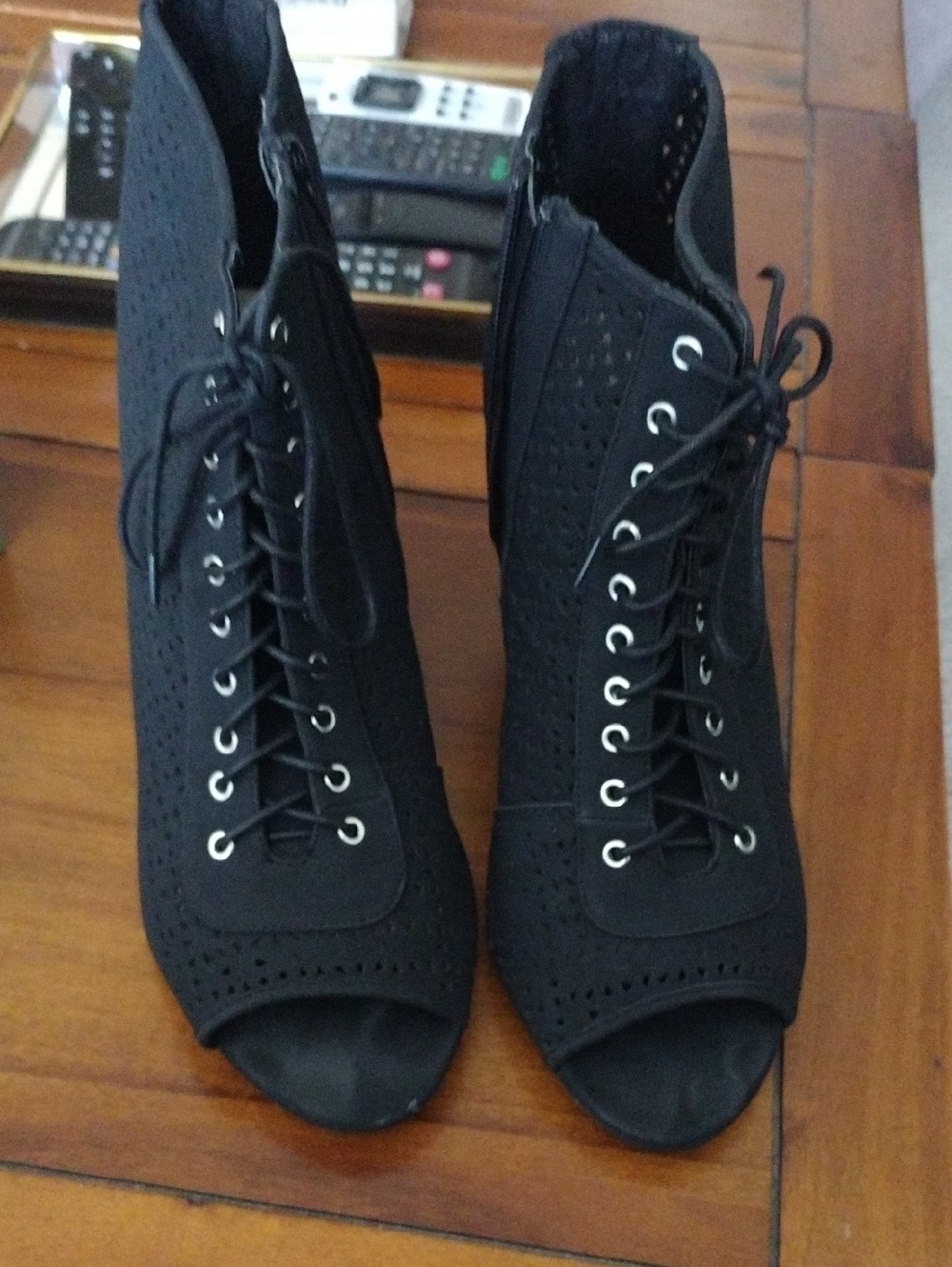 Torrid Dyshawna Lace-Up Peep-Toe Ankle Boots - Black 12w